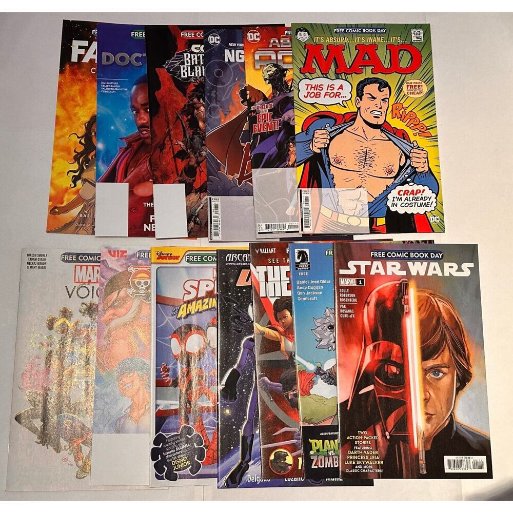 FCBD 2024 SILVER Issue LOT 1stP NOstamp Titan Viz Marvel DC Dark horse mad NM
